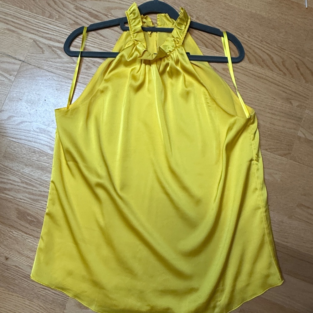 White House Black Market - Yellow Sleeveless Ruffled neck top - size 8